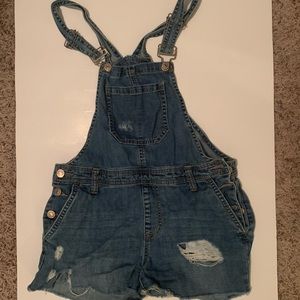 F21 Denim Overall Shorts